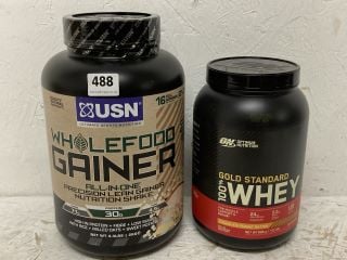 2 X FOOD SUPPLEMENT POWDERS INC ON GOLD STANDARD 100% WHEY CHOCOLATE PEANUT BUTTER (BBE 27/10/2024)