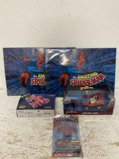 QTY OF SPIDER-MAN THEMED ITEMS INC SPIDER-MAN & BUGGY TOY