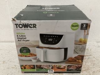 TOWER T17127WHT VORTX AIR FRYER WITH DIGITAL CONTROL PANEL, 1700W, 6L, WHITE