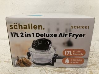 SCHALLEN BLACK AND GLASS AIR FRYER 17L 2 IN 1 DELUXE DEEP FAT FREE FRYING LOW RUNNING COST HEALTHY EATING NO OIL HALOGEN COOKER MACHINE WITH ALL ACCESSORIES INCLUDED (GLASS 17L AIR FRYER)