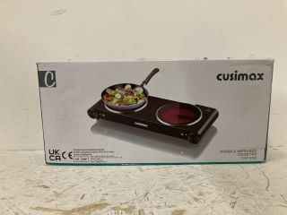 DOUBLE HOT PLATE, CUSIMAX 2400W ELECTRIC HOB CERAMIC HOT PLATE, PORTABLE DOUBLE CAMPING HOB INFRARED COOKTOP WITH DUAL TEMPERATURE CONTROL, EASY TO CLEAN, BLACK STAINLESS STEEL RRP: £86