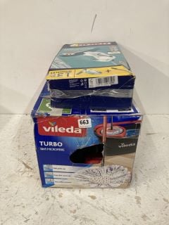 2 X CLEANING ITEMS INC VILEDA TURBO 3 IN 1 MICROFIBRE MOP