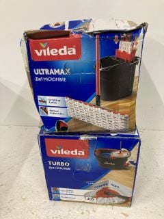 2 X VILEDA 2 IN 1 MICROFIBRE MOPS ULTRAMAX + TURBO