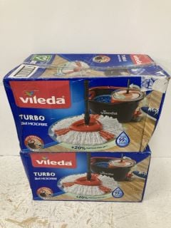 2 X VILEDA TURBO 2 IN 1 MICROFIBRE MOPS