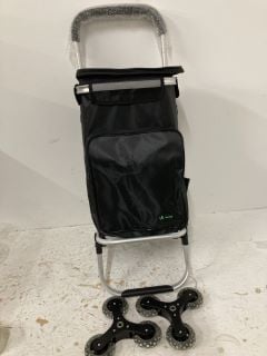 VOUNOT FOLDING SHOPPING TROLLEY ON 6 WHEELS, ALUMINIUM LIGHTWEIGHT SHOPPING CART WITH INSULATED COOLING BAG, STAIR CLIMBING GROCERY TROLLEY, 50L, BLACK RRP: £35