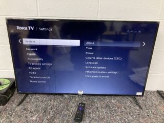 LOGIK 43" TV MODEL L43RUE23 (WITH REMOTE, WITH STAND, WITH BOX, LINE ON SCREEN)