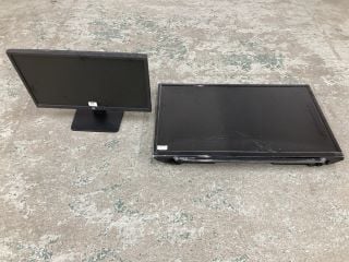 1 X TOSHIBA 32" TV (SMASHED GLASS) & 1 X HP MONITOR (UNTESTED)