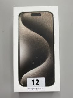 APPLE IPHONE 15 PRO 128GB SMARTPHONE IN NATURAL TITANIUM: MODEL NO A3102 (WITH BOX & ACCESSORIES)  [JPTN41664] RRP£899.00