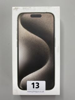 APPLE IPHONE 15 PRO 128GB SMARTPHONE IN NATURAL TITANIUM: MODEL NO A3102 (WITH BOX & ACCESSORIES)  [JPTN41669] RRP£899.00