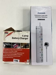 AUTOCARE 4 AMP BATTERY CHARGER + LEWENWELLS EXTENSION LEAD