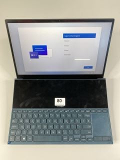 ASUS ZENBOOK DUO 512GB LAPTOP IN CELESTIAL BLUE: MODEL NO UX482E (WITH BOX & CHARGE UNIT). INTEL CORE I7-1165G7 @ 2.80 GHZ, 16GB RAM,   [JPTN41716]