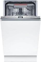 BOSCH SERIES 4 FULLY INTEGRATED SLIMLINE DISHWASHER, STAINLESS STEEL MODEL: SPV4EMX25G RRP: £699 (POWERS ON)