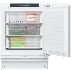 BOSCH SERIES 4 INTEGRATED FROST FREE UNDER COUNTER FREEZER WITH FIXED DOOR FIXING KIT MODEL: GUN21VFE0G RRP: £569 (POWERS ON)