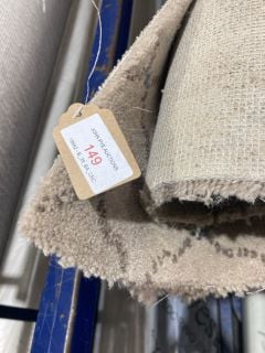 OFF WHITE AND BEIGE/BROWN PATTERNED SOFT FIBRE CARPET (2.4M)