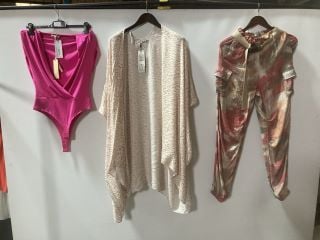 1X B LABEL MILLIE BODYSUIT FUSHIA PINK SIZE SM 1X NU DENMARK TARA TROUSERS RED SIZE 8 1X ICHI LARISSA KIMONO CREAM SIZE M/L