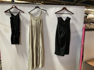 B LABEL FULL BODY BLACK SHAPEWEAR (SIZE S) ICHI IAFOXA BLACK/BEIGE STRIPPED MAXI DRESS (SIZE XS) GODDIVA CLAUDETTE BLACK MIDI DRESS (SIZE 8)