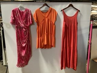 ICHI FOXA GRENADINE MAXI DRESS (SIZE 14) B LABEL ANISA ORANGE SMOCK DRESS (ONE SIZE) GIRL IN MIND NATASHA PINK ANGEL SLEEVE