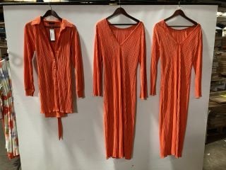 X3 JQ LABEL CELIA SHIRT DRESS ORANGE SIZE 8 10 12