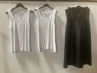 2X ICHI ZOLA TOP WHITE SIZES 14 AND 16 1X FRENCH CONNECTION CLAUDIA PU LEATHER DRESS BLACK SIZE 14