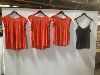 3X ICHI MARRAKECH FRILL TOP GRENADINE SIZE 12 1X ICHI TAIA CAMI BLACK SIZE 10