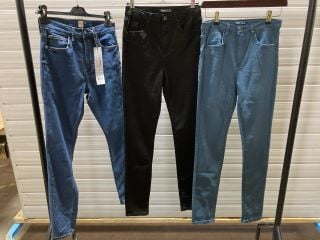 1X FRENCH CONNECTION CONSICOUS DENIM REBOUND SKINNY MID WASH BLUE JEANS SIZE 10 1X B LABEL TOXIC SKINNY SAPPHIRE BLUE JEANS SIZE 10 1X B LABEL TOXIC SKINNY BLACK JEANS SIZE 8