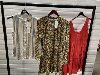 LINO TOP BLUE SIZE 10 TO INCLUDE FRENCH CONNECTION ALEEZIA FLAVIA SIZE 14 ANF FOXA MINI GRENADINE SIZE 10