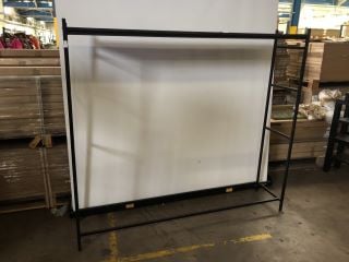 QTY OF BLACK METAL RETAIL SHELVING AND CLOTHES UNITS