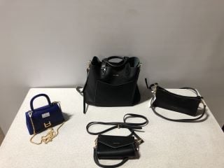 EVERY OTHER BLACK SET INCLUDED SMALL MEDIUM AND LARGE BLACK FAUX LEATHER SHOULDER BAGS JAMIE BAGS FAUX SCALE LEATHER AZURE SHOULDER BAG WITH FAUX GOLD SHOULDER STRAP