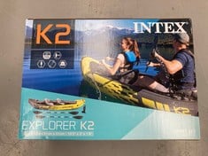 INTEX INFLATABLE KAYAK FOR ADULTS EXPLORER K2 FOR 2 PERSONS (INCOMPLETE WITHOUT INFLATOR AND PADDLES).