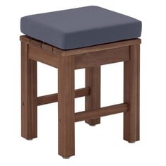 PATIO STOOL WITH UPHOLSTERY, OUTDOOR, ACACIA WOOD, WALNUT FINISH, PACK OF 2, LOAD CAPACITY 102 KG (P.V.P. £121) .