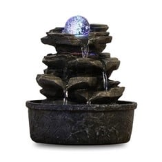 31 X ZENLIGHT LITTLE ROCK POLYRESIN FOUNTAIN, DARK BROWN, 20 X 20 X 20 X 23 CM.