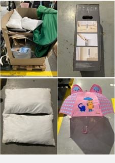 PALLET OF MISCELLANEOUS ITEMS INCLUDING TV HANGER.