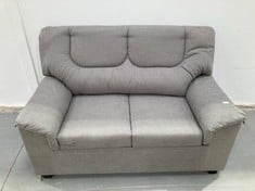 GREY TWO SEATER SOFA WITH BLACK LEGS .