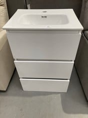 WASHBASIN UNIT AND MIRROR 3 DRAWERS 51X40CM (MIRROR DAMAGED).