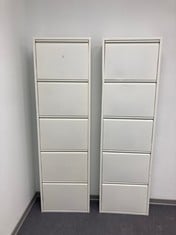 2 X WHITE SHEET METAL SHOE CUPBOARD WITH KNOCKOUT 170X 15X 50 .