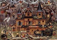 6 X BUFFALO GAMES TRICK OR TREAT HOTEL BY CHARLES WYSOCKI JIGSAW PUZZLE (500 PIECE) BY BUFFALO GAMES - LOCATION 22A.