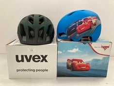 2 X BIKE HELMETS VARIOUS MODELS AND SIZES INCLUDING DISNEY HELMET SIZE 51-56CM MODEL ALPINA HACKNEY - LOCATION 10A.