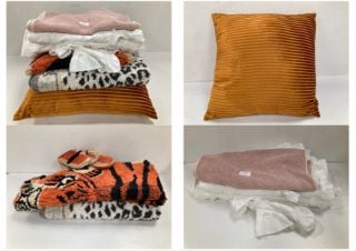 VARIETY OF HOUSEHOLD ITEMS INCLUDING ORANGE CUSHION - LOCATION 28A.