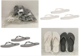 9 X ESSENTIALS FLIP FLOPS VARIOUS MODELS AND SIZES INCLUDING WHITE FLIP FLOPS SIZE 39 - LOCATION 6B.