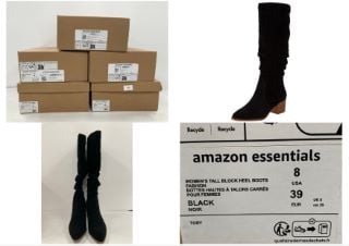 5 X ESSENTIALS WOMEN'S HIGH HEEL BOOTS, BLACK, VARIOUS SIZES - LOCATION 3B.