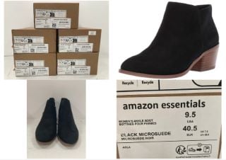 5 X ESSENTIALS WOMEN'S BOOTIE, BLACK MICRO SUEDE, SIZE 40.5 - LOCATION 7B.