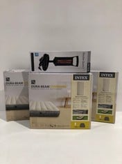 3 X INTEX DURA-BEAM STANDARD INFLATABLE MATTRESSES AND INTEX DOUBLE QUICK I AIR PUMP - LOCATION 48B.