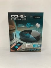 CECOTEC ROBOT HOOVER AND FLOOR MOPPER CONGA ETERNAL MAX TITANIUM. POWER 3000 PA, AUTONOMY 110MIN, PROGRAMMING, 3 LEVELS OF POWER AND SCRUBBING, APP, MULTIFUNCTION BRUSH, 05844 - LOCATION 36B.