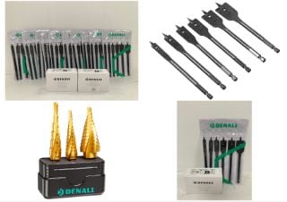 13 X DENALI BRAND ITEMS VARIOUS MODELS INCLUDING 3 PIECE STEP DRILL SET - LOCATION 14C.