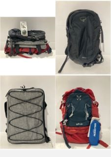 3 X BACKPACKS VARIOUS MAKES AND MODELS INCLUDING SALOMON WATER BOTTLE - LOCATION 10C.