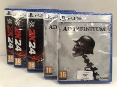 5 X PLAY STATION 5 AD INFINITUM AND 2K24 VIDEO GAMES (SEALED) - LOCATION 43C.