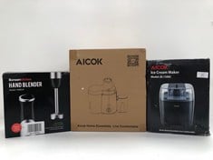 3 X KITCHEN ITEMS INCLUDING ICE CREAM MAKER AICOK MODEL BL1500C - LOCATION 38A.