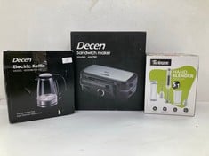 3 X KITCHEN ITEMS INCLUDING DECEN ELECTRIC SANDWICH MAKER - LOCATION 34A.