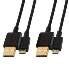 25 X BASICS USB 2.0 CABLE USB-A MALE TO MICRO USB (PACK OF 2), 0.9 M, BLACK - LOCATION 28C.