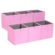 BASICS - FABRIC STORAGE BINS, FOLDABLE, SET OF 6, PINK, 33 X 38 X 33 CM - LOCATION 4C.